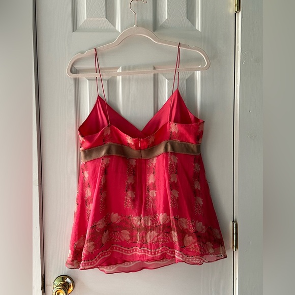 J.Crew Vintage 100% Silk Pink Floral Beaded Cami Top Size 12 - Picture 5 of 5